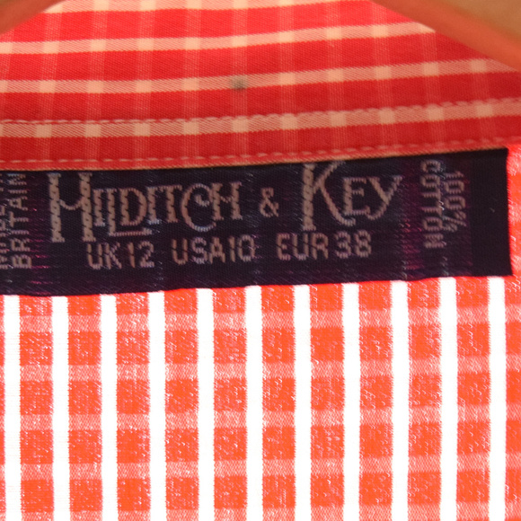 Hilditch & Key 10 Red White Checks LS Womens Shirt - Picture 6 of 6
